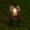 Glitzhome® 14.25" Black Slim Metal Stripes Solar Powered Edison Bulb Outdoor Lantern